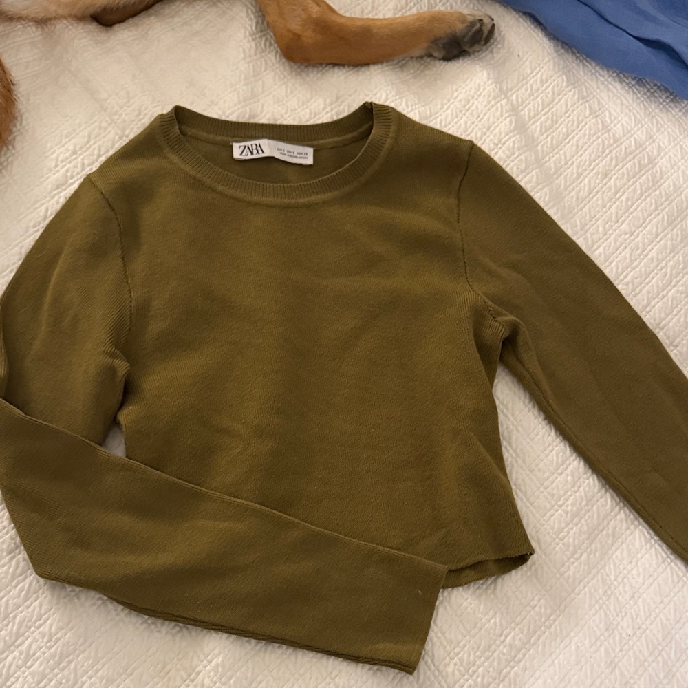 Zara Khaki Long Sleeve Top